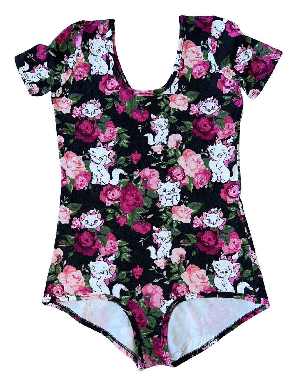 Wild Rich Kids Women’s Aristocats Black Floral & Marie Print Leotard